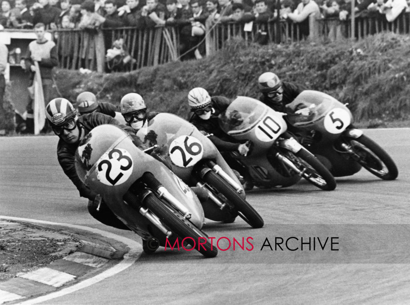 024 ARCHIVE PIC 01 
 Scratchers all! The much anticipated clash between the two road racing giants - Hailwood and Agostini - turned out to be a non event at the 1966 Brands Hatch season closer, when after little more than 100 yards from the start, the former's 250cc Honda six threw a rod and day belonged solely to the Italian. 
 Keywords: 2012, Classic Bike Guide, June, Mortons Archive, Mortons Media Group