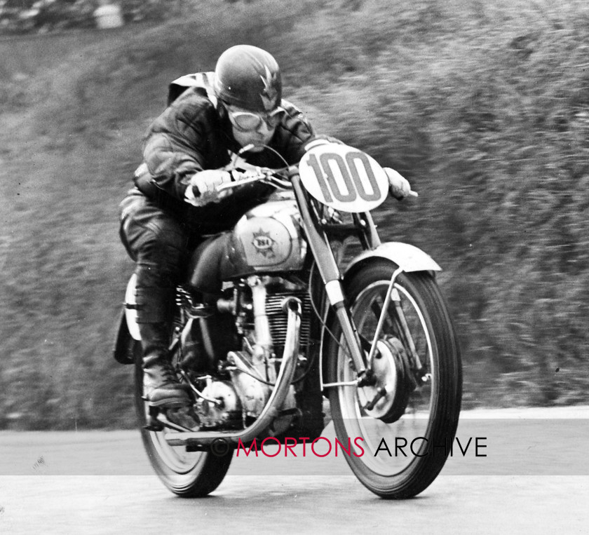 Goldie 05 
 From the 1950 Junior Clubman TT, JL Kendall winds it on. He finished 41st. 
 Keywords: BSA, Gold Star, Mortons Archive, Mortons Media Group