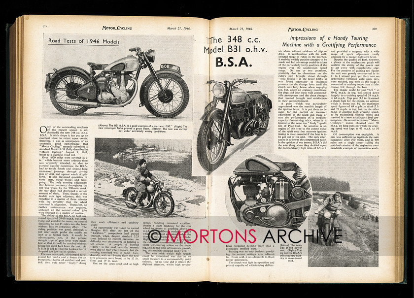 040-BSA-A 
 Road Test of 1946 348cc Model B31 o.h.v. BSA 
 Keywords: 2012, August, BSA, Mortons Archive, Mortons Media Group, Road Test, Super Profile, The Classic MotorCycle