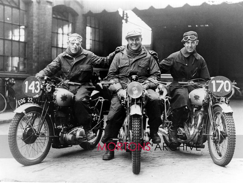 Goldie 03 
 Royal Tanks Corps team for the 1938 International Six Days Trial. From left, Fred Rist, R Gillam and JT Dalby. 
 Keywords: BSA, Gold Star, Mortons Archive, Mortons Media Group
