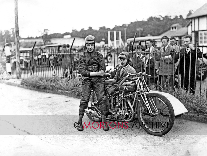 016 Brooklands 1930 02 
 Brooklands 1930 - Aldershot's Les Archer with his 350cc JAP-powered New Imperial outfit. 
 Keywords: 1930, Brooklands, Mortons Archive, Mortons Media Group Ltd, Straight from the plate