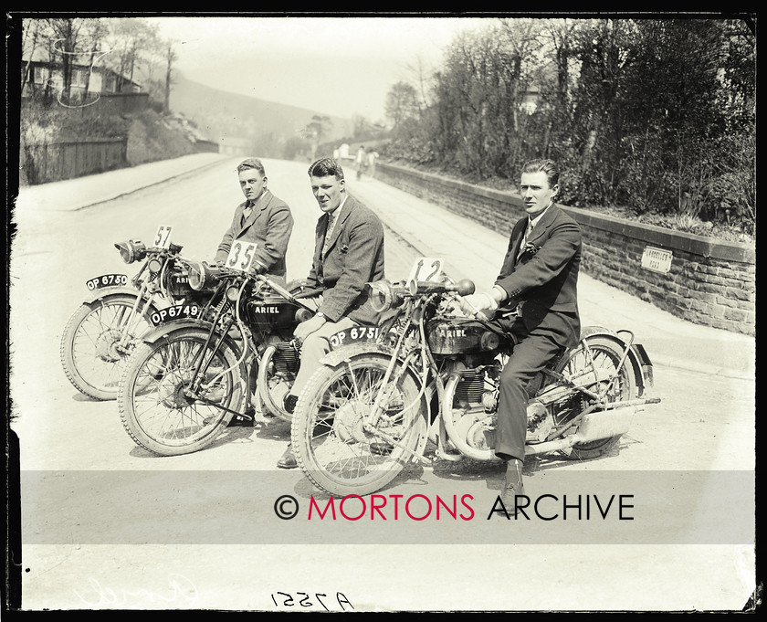 045 SFTP 03 
 ACU's Six Day Stock Machine Trial - 1927 - Ariel squad of Rollason, Price and Perry. All on 497cc ohv singles, each won a gold medal. 
 Keywords: Glass Plates, Mortons Archive, Mortons Media Group Ltd, November, Straight from the plate