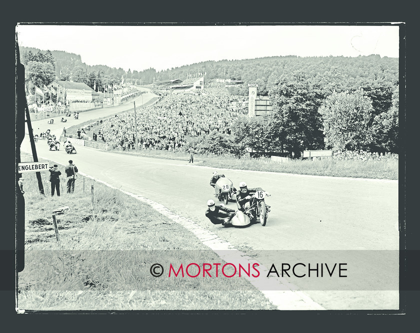 047 Glass Plate 01 Box-16015 
 Fritz Hillebrandheads the field, with Cyril Smith close behind. 
 Keywords: Belgian Grand Prix, December, Glass Plates, Mortons Archive, Mortons Media Group Ltd, Sidecar, The Classic MotorCycle