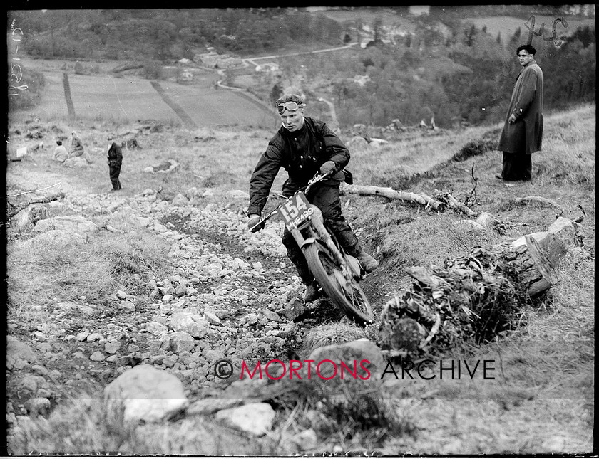 Scot 6 day 58  009 
 Scottish Six Day Trial 1956 - Peter Fletcher (500 Bullet) 
 Keywords: Classic Issues - Feet up in the 50s, Glass plate, Mortons Archive, Mortons Media Group, Off road