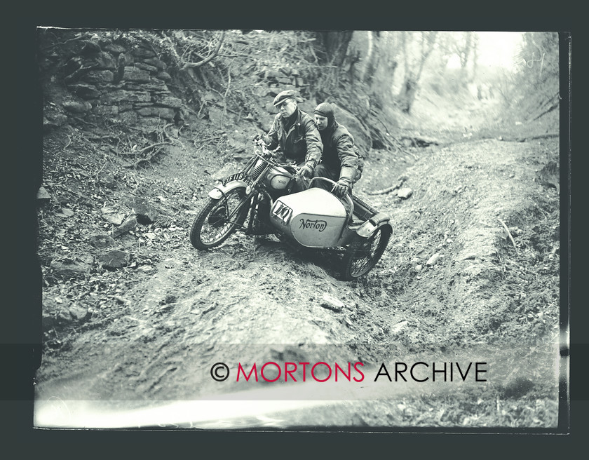 SFTP August 2015 04 
 The Mansell Trophy Trial, 1950. F H Zeller at Duddlewick. The bike is a Norton, fitted with girder forks. 
 Keywords: 2014, August, Glass plate, Mortons Archive, Mortons Media Group Ltd, Sidecar, Straight from the plate, The Classic MotorCycle