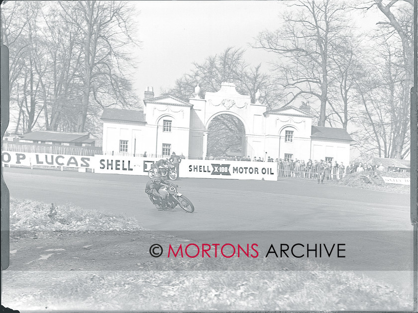 WD599528@TCM FT PLATE 08 
 D H Edlin (EMC) on his way to second int he 250cc race. 
 Keywords: 1956 Oulton Park, 2010, Mortons Archive, Mortons Media Group, November, Straight from the plate, The Classic MotorCycle