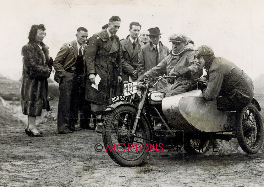 E3 
 Dennis Mansell at the controls, during the 1946 Southern Trial. 
 Keywords: Mortons, Mortons Archive, Mortons Media Group Ltd, Norton, Norton Scrapbook Series