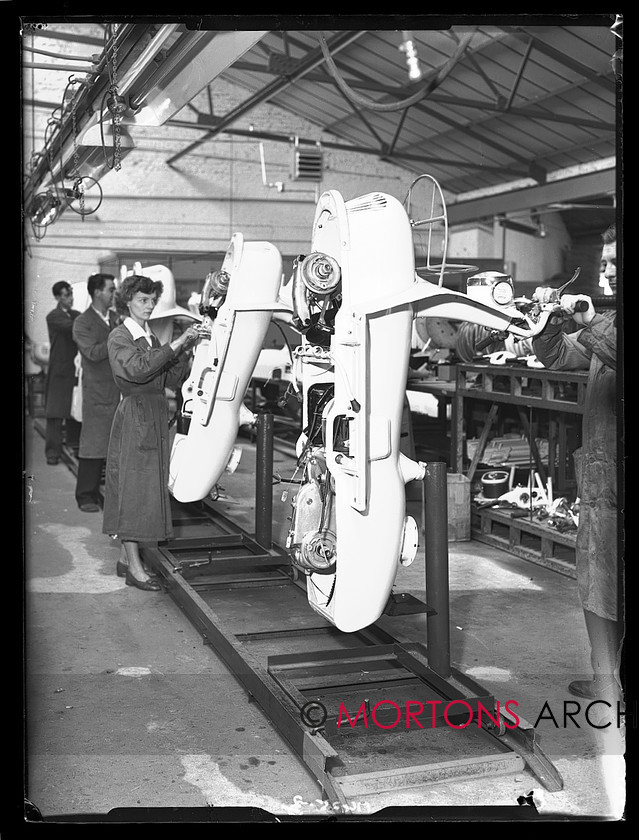 17425 03 
 Piatti Scooter, Byfleet works. 
 Keywords: 17425_03, byfleet, byfleet works, glass plate, Mortons Archive, Mortons Media Group Ltd, piatti, piatti scooter, scooter, Straight from the plate, The Classic Motorcycle
