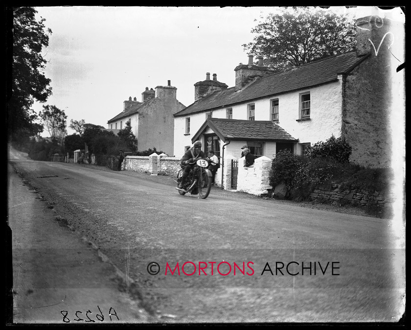 A6228 
 TT Junior/Lightweight 1926. Morgan speeds past on his Cotton. He finished third but was promoted to second. 
 Keywords: 1926, a6228, glass plate, isle of mann, junior, lightweight, Mortons Archive, Mortons Media Group Ltd, Straight from the plate, the classic motorcycle