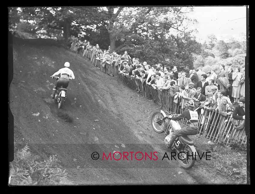 17308-20 
 "1956 British International Motocross GP" Sten Lundin (5, BSA) chases Geoff Ward (BSA). 
 Keywords: 17308-20, 1956, british international, british international motocross gp, glass plate, motocross, September 2009, Straight from the plate, The Classic MotorCycle