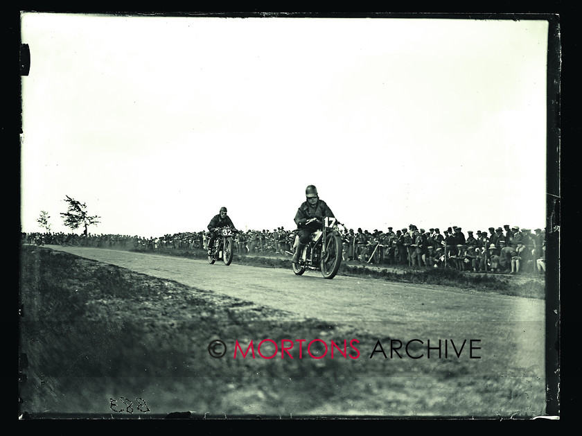 059 Dutch TT 1928 06 
 A Douglas rider presses on. most likely aboard a 350cc twin. 
 Keywords: Action, Dutch, Glass Plate Collection, Mortons Archive, Mortons Media Group Ltd, Road racing, Straight from the plate, TT
