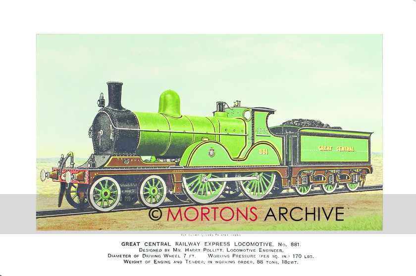 SUP - 1899 GCR Express Loco 881 
 Great Central Railway Pollitt 4-4-0 No. 881 
 Keywords: Big Four Locomotives, Mortons Archive, Mortons Media Group Ltd, Supplement, The Railway Magazine
