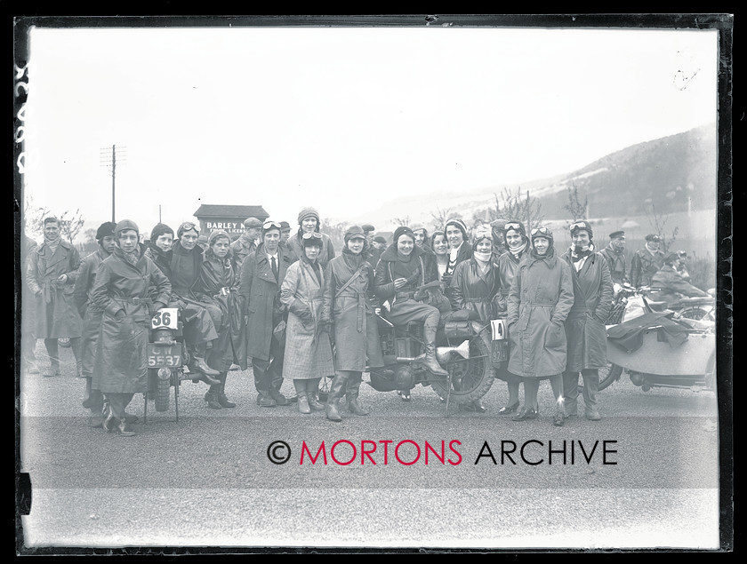 TCM FTP 18 
 Carshalton Motorcycle Club's Pillion Trial, May 1932. The lady pillions pose for a group picture. 
 Keywords: glass plate, Mortons Archive, Mortons Media Group Ltd, Straight from the plate