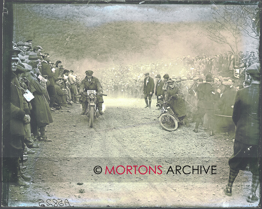 sraight to plate 5825 
 1926 London to Lands End 8th April - Stricken by the side of the road is FD Bailey (Scott), while LE lockhart (Norton) carries on regardless. 
 Keywords: Apr 11, Mortons Archive, Mortons Media Group, Straight from the plate, The Classic MotorCycle