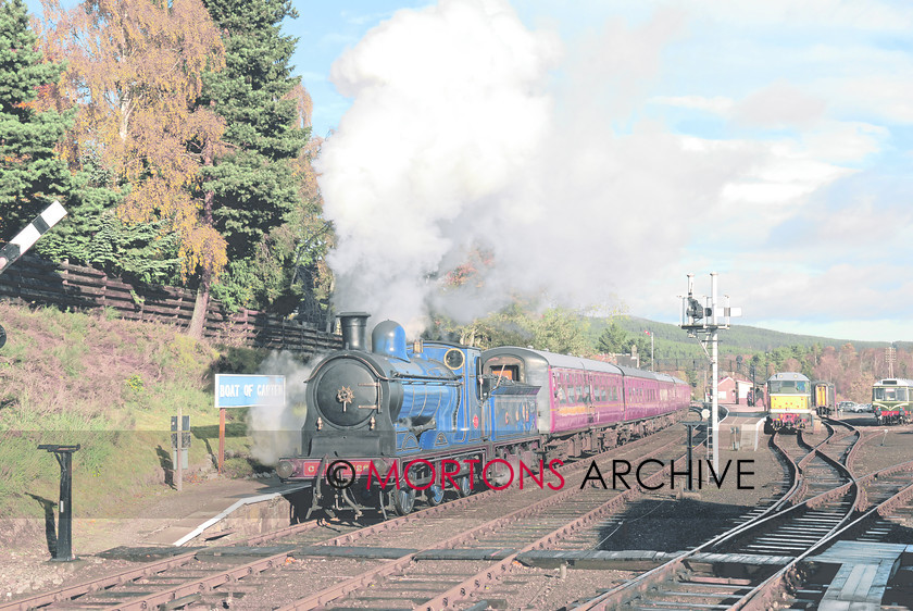 828 Strathspey 
 1899 - built Caledonian Railway McIntosh 3F 0-6-0 No. 828 departs from Boat of Garten on the Strathspey Railway with a seven-coach train from Broomhill to Aviemore. 
 Keywords: Heritage Railway, Issue 144, Mortons Archive, Mortons Media Group