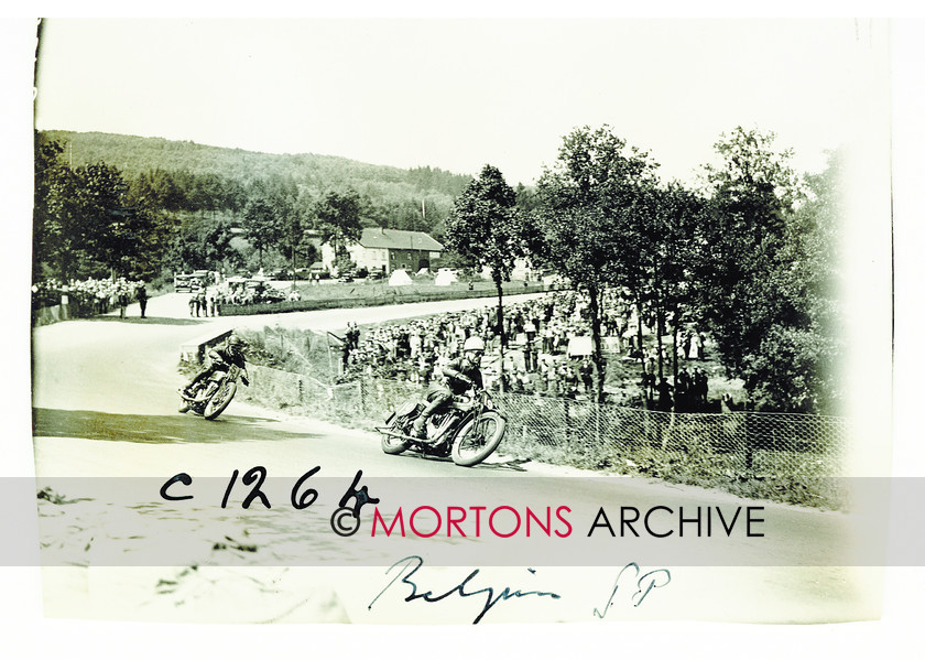 SFTP 01 
 1933 Belgian Grand Prix held at Spa Francorchamps - Fijma (497cc Ariel) leads the 249cc New Imperial of Ted Mellors. 
 Keywords: 1933 Belgian GP, 2012, February, Glass plate, Mortons Archive, Mortons Media Group, Straight from the plate, The Classic MotorCycle