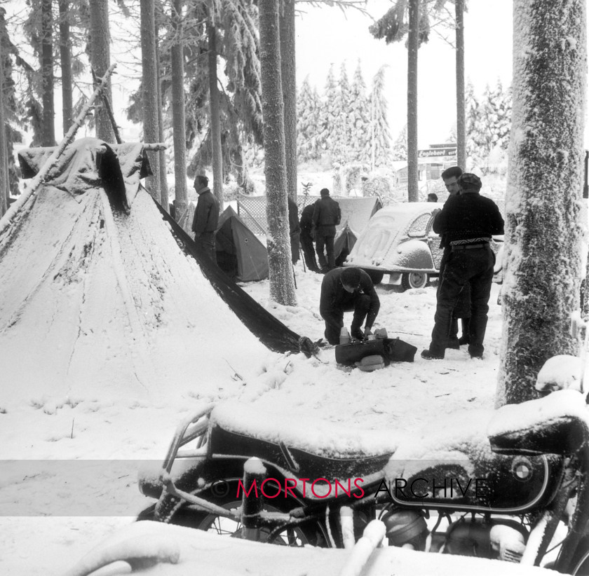 000-Letters-Archive 
 Camping at a winter rally. 
 Keywords: Mortons, Mortons Archive, Mortons Media Group, Scenic, Snow Scene