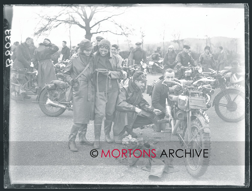TCM FTP 01 
 Levis has its rear tyre pumped up, while the ladies study the route card. Carshalton Motorcycle Club's Pillion Trial, May 1932. 
 Keywords: glass plate, Mortons Archive, Mortons Media Group Ltd, Straight from the plate