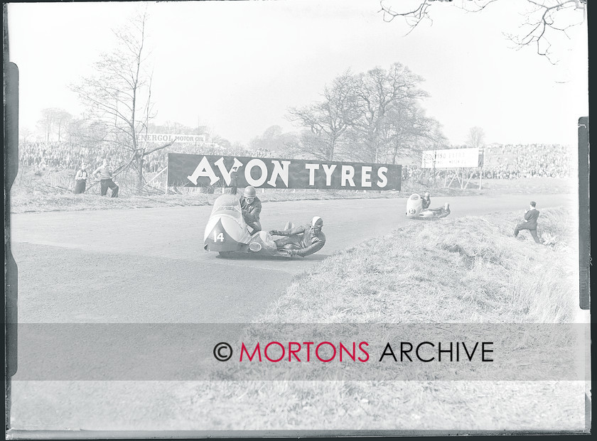 WD599541@TCM FT PLATE 021 copy 
 Bill Boddice and Storr (Watsonian Norton) lead R L Mitchell/Eric Bliss (Norton.) 
 Keywords: 1956 Oulton Park, 2010, Mortons Archive, Mortons Media Group, November, Straight from the plate, The Classic MotorCycle