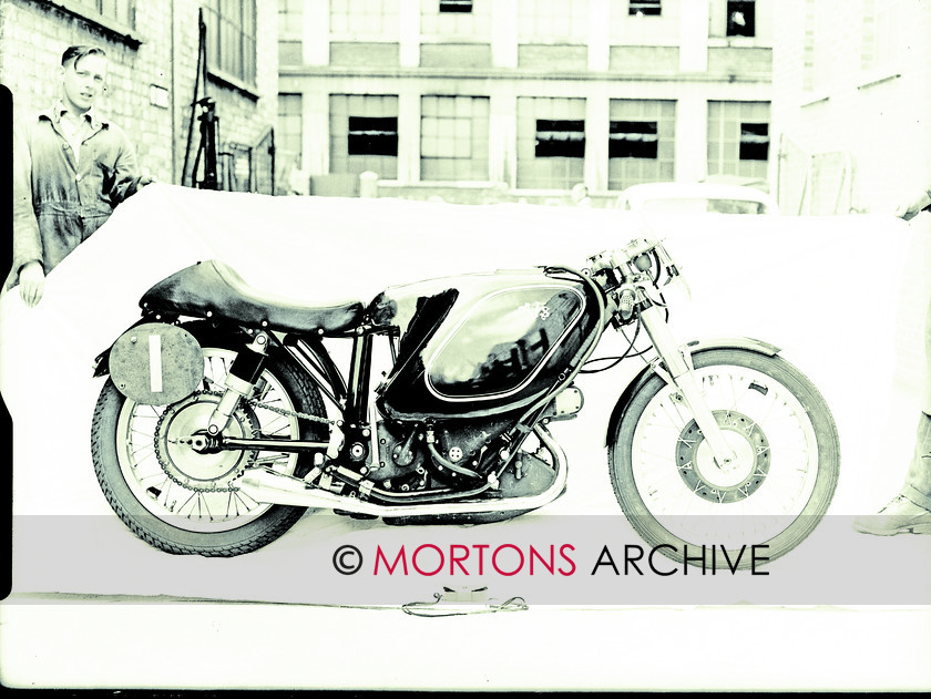 053 SFTP 03 
 E95 Porcupine. The ultimate incarnation of the Porc, which in its earlier E90 form was the winner of the 1949 World Championship, ridden by Les Graham. 
 Keywords: AJS, Glass Plates, Mortons Archive, Mortons Media Group Ltd, Straight from the plate, The Classic MotorCycle