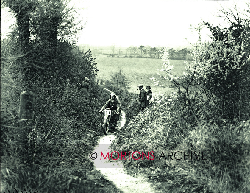 TCM 059 Glass Plates1 
 1923 Suffolk trial - A G Mann (Sunbeam) on a narrow track. 
 Keywords: 1923, Glass Plate Collection, Mortons Archive, Mortons Media Group Ltd, Straight from the plate, The Classic MotorCycle