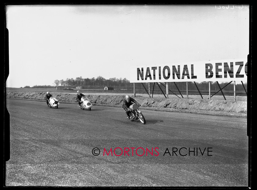 17097-09 
 'Specials Day' at Silverstone 1956. Three out on track: Fruin (Fruin Special), leads Harfield (LCH) and Eric Pantlin (LEF). 
 Keywords: 125cc, 17097-09, 1956, glass plate, Mortons Archive, Mortons Media, Mortons Media Group Ltd, silverstone, specials, Specials Silverstone 1956, Straight from the plate, tcm, the classic motorcycle