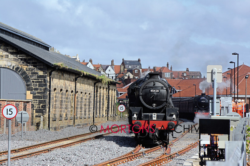 020 45428 Whitby 
 B1 4-6-0 No. 61264 waits in the new platform at Whitby 
 Keywords: 2015, Heritage Railway, Issue 198, Mortons Archive, Mortons Media Group Ltd, Train