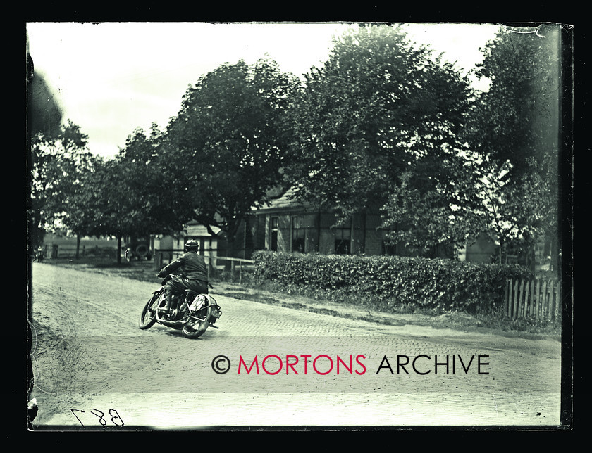 059 Dutch TT 1928 02 
 One of the 500cc class runners coming into Hooghalen. 
 Keywords: Dutch, Glass Plate Collection, Mortons Archive, Mortons Media Group Ltd, Road racing, Straight from the plate, TT