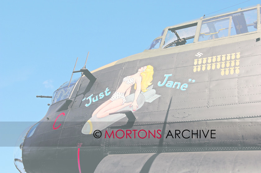 WD524945@94 EK 3 
 The Just Jane nose-art on NX611 was inspired by the 1940s comic strip character from the Daily Mirror. 
 Keywords: Aviation Classics, copyright single use only, date ?, event ?, feature EK, issue 1, make Avro, model Lancaster, Mortons Archive, Mortons Media Group, person(s) name ?, photographer Jarrod Cotter, place East Kirkby, publication Aviation, type VII, year 1945