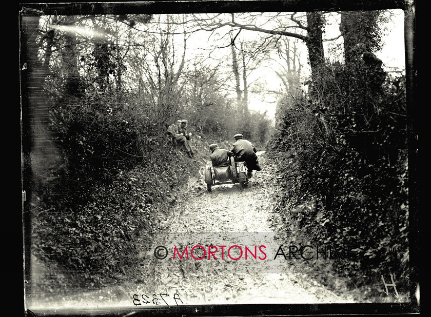 053 glass plates 06 
 The Kickham Memorial Trial, 1927 - One sidecar outfit attempts to negotiate one of the narrow gulleys that were a regular feature of this Kickham Memorial Trial. 
 Keywords: 2015, Glass plate, March, Mortons Archive, Mortons Media Group Ltd, Straight from the plate, The Classic MotorCycle, Trials