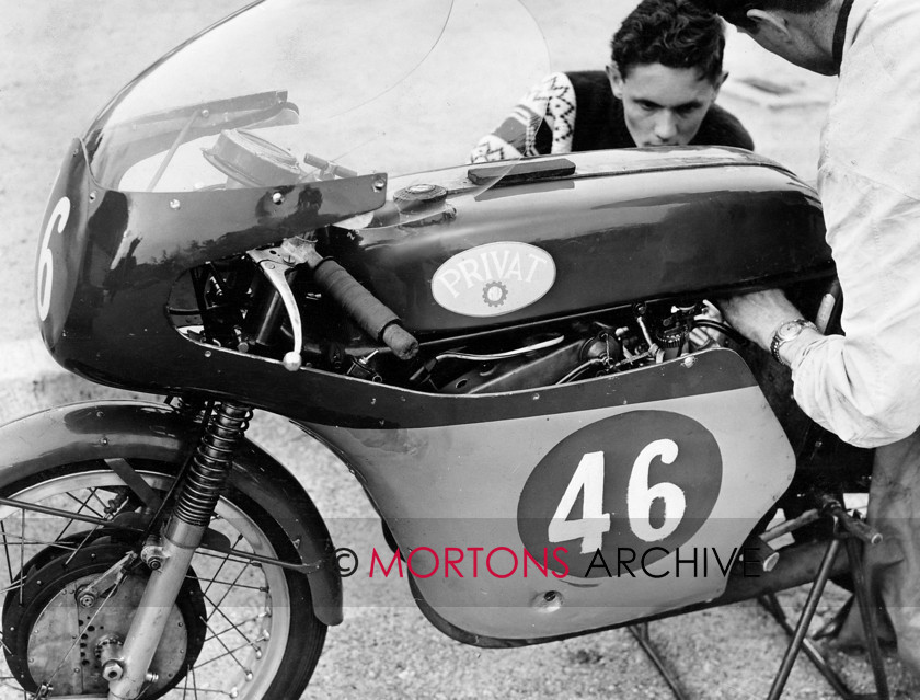 MV 08 
 Rhodesia's Gary Hocking with his 'Privat' MV in 1961. The sticker fooled no-one; it was still a 'works' effort. 
 Keywords: Mortons Archive, Mortons Media Group, MV