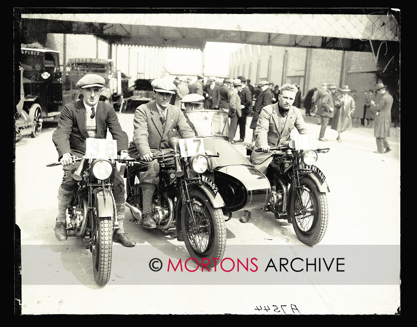 045 SFTP 08 
 ACU's Six Day Stock Machine Trial - 1927 - Lee, Butcher and Nott comprised the Rudge team. THe two soloists won gold , but a lost bolt in the sidecar chassis stopped Butcher. 
 Keywords: Glass Plates, Mortons Archive, Mortons Media Group Ltd, November, Straight from the plate