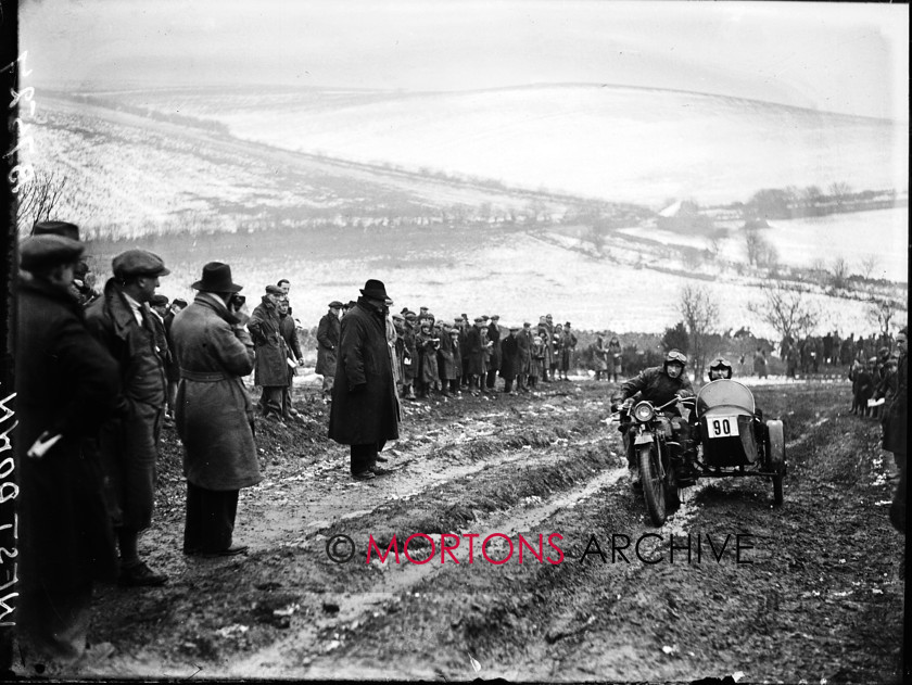 051 SFTP - 03 
 1932 Colmore Cup Trial - E F Cope (Velocette sc) making the climb up West Down Hill. 
 Keywords: 2015, Mortons Archive, Mortons Media Group Ltd, October, Straight from the plate, The Classic MotorCycle, Trials