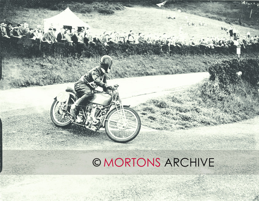 062 SFTP C25681 
 Belgian visitor Leon Martin, on his 250cc Benelli. 
 Keywords: 1949, May, Mortons Archive, Mortons Media Group, Oliver's Mount, Scarborough, Straight from the plate, The Classic MotorCycle