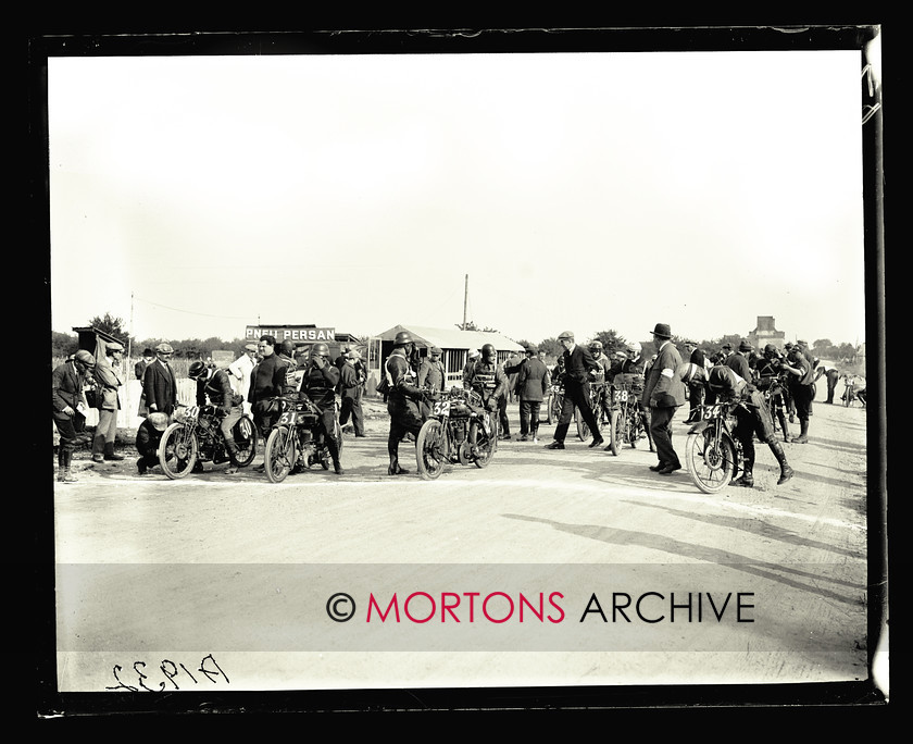 047 SFTP Jan 2014 01 
 1923 Grand Prix - Riders on the starting grid, preparing for the off. Start time was 8am. 
 Keywords: 1923, French Grand Prix, Glass Plates, January, Mortons Archive, Mortons Media Group Ltd, Straight from the plate, The Classic MotorCycle