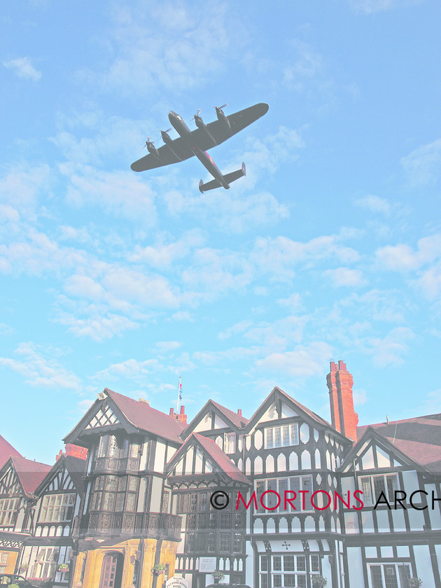 WD525413@62 BC Memorial 2 
 The Lancaster flying over the Petwood Hotell at Woodhall Spa. 
 Keywords: Aviation Classics, feature BC Memorial, issue 1, make Avro, model Lancaster, Mortons Archive, Mortons Media Group, publication Aviation, type I