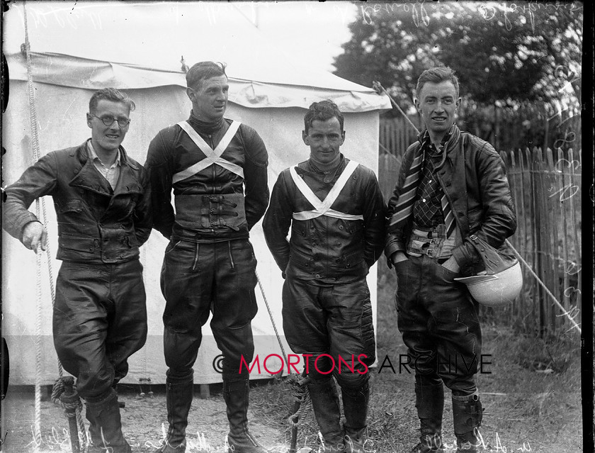 9384-04 
 "1936 Junior and Lightweight Manx Grands Prix. From left, Blyth, Munks, Parkinson and Rowell." 
 Keywords: 1936, 9384-04, blyth, glass plate, isle of mann, January 2010, manx, manx junior grand prix, Mortons Archive, Mortons Media, Mortons Media Group Ltd., munks, parkinson, rowell, The Classic MotorCycle, tt