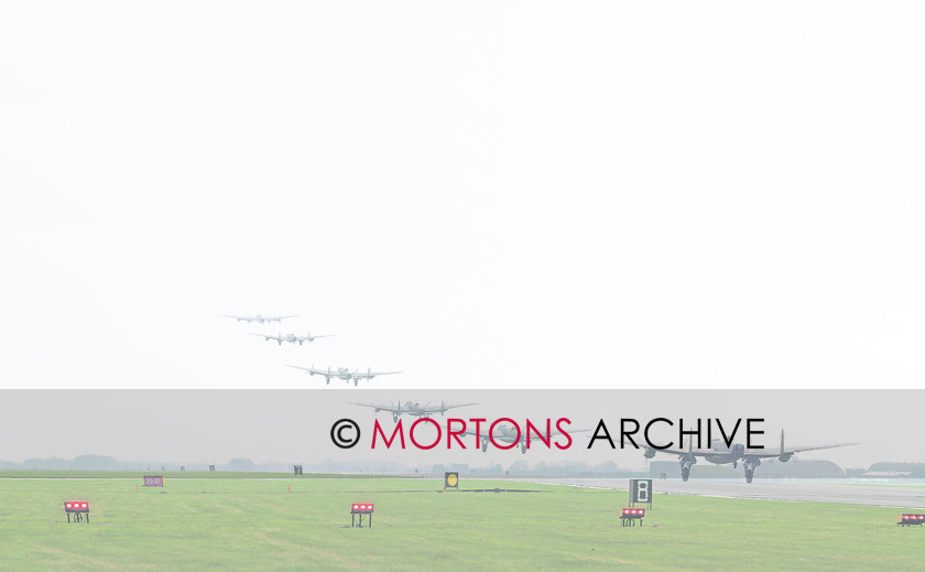 WD524564@Lancaster takeoff 
 With the engines set at 3000rpm and +7 boost, on the take-off roll PA474's tail wheels lifts after just 12 seconds. 
 Keywords: (Multiple values), Aviation Classics, date ?, event ?, feature Flying, issue 1, make Avro, model Lancaster, Mortons Archive, Mortons Media Group, person(s) name ?, place ?, publication Aviation, type BI, year 1945