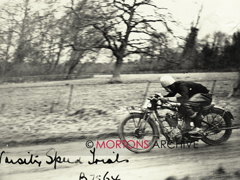 064 Glass Plate 02 
 Varsity Velocity February 1932 - Getting tucked in and down to it is Jock Muir, here on his 500cc Norton. He was third in that class. 
 Keywords: 2013, Glass plate, January, Mortons Archive, Mortons Media Group, Straight from the plate, The Classic MotorCycle