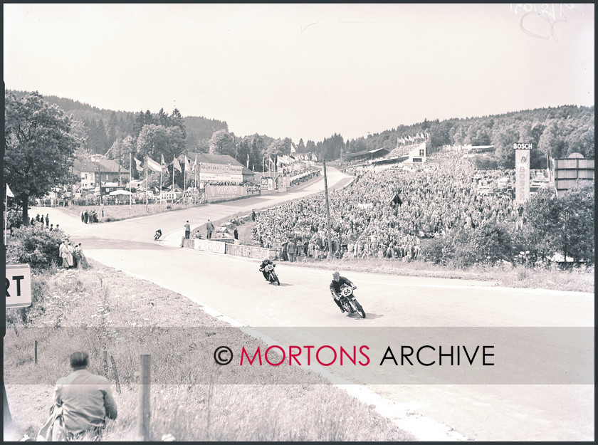 062 SFTP AUG4 
 J McCleary (Matchless G45) and R Gerrebos (Norton Manx) were placed 14th and 12th respectively. 
 Keywords: 1954 Belgian 500cc Grand Prix, August 2011, Mortons Archive, Mortons Media Group, Straight from the plate, The Classic MotorCycle