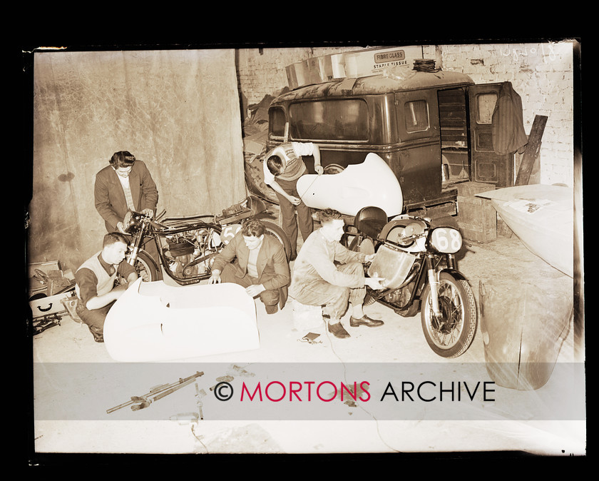 SFTP TT Practice 1957 13 
 A hive of activity in the Peel garages. 
 Keywords: 1957 Practice TT, Issue, Mortons Archive, Mortons Media Group, October 2011, Straight from the plate, The Classic MotorCycle