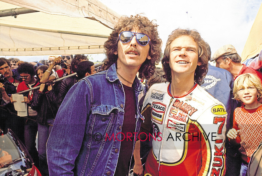 Harrison & Sheene 
 Two legends pictured at Long Beach, California ... George Harrison and Barry Sheene. They were great mates and clearly enjoying themselves when both were at the peak of their careers. 
 Keywords: Garage Wall Poster Collection No. 1