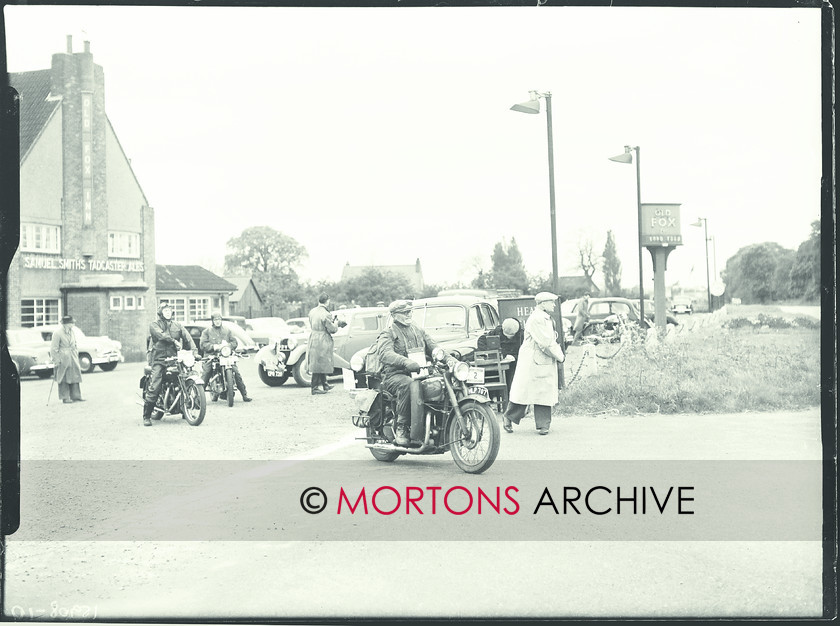 062 SFP15908 10 
 Straight from the plate - 1954 London - Edinburgh Trial, first man to arrive in Scotland was K M Roberts, on his Triumph Speed Twin. 
 Keywords: 2012, July, Mortons Archive, Mortons Media Group, Straight from the plate, The Classic MotorCycle, Trials