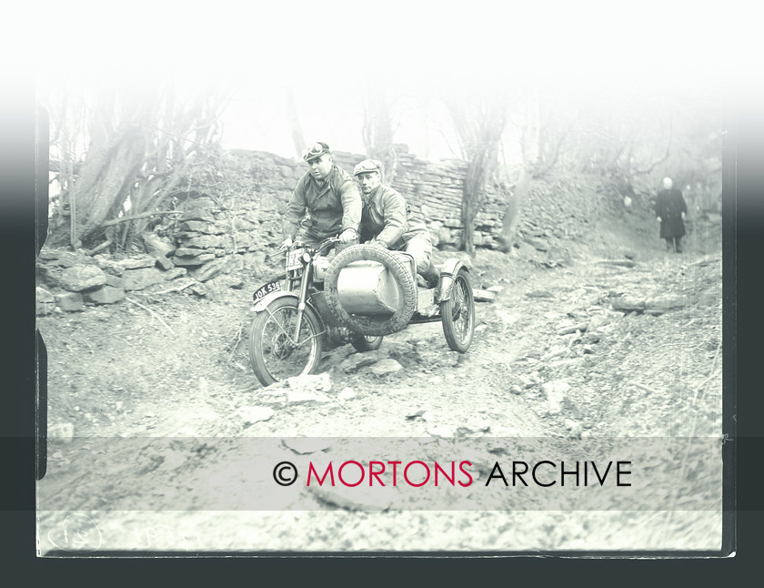 SFTP August 2015 01 
 The Mansell Trophy Trial, 1950. Winner Harold Tozer (BSA) rumbling through Duddlewick. 
 Keywords: 2014, August, Glass plate, Mortons Archive, Mortons Media Group Ltd, Sidecar, Straight from the plate, The Classic MotorCycle